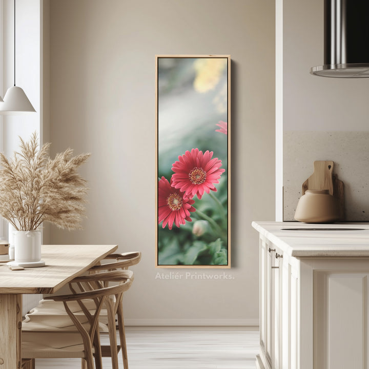 Vertical Wall Art Red Flowers Narrow Wall Art For Bedroom
