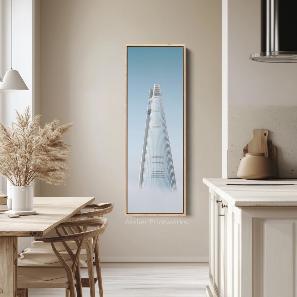 Narrow Wall Art Modern City Tower Vertical Framed Canvas For Office