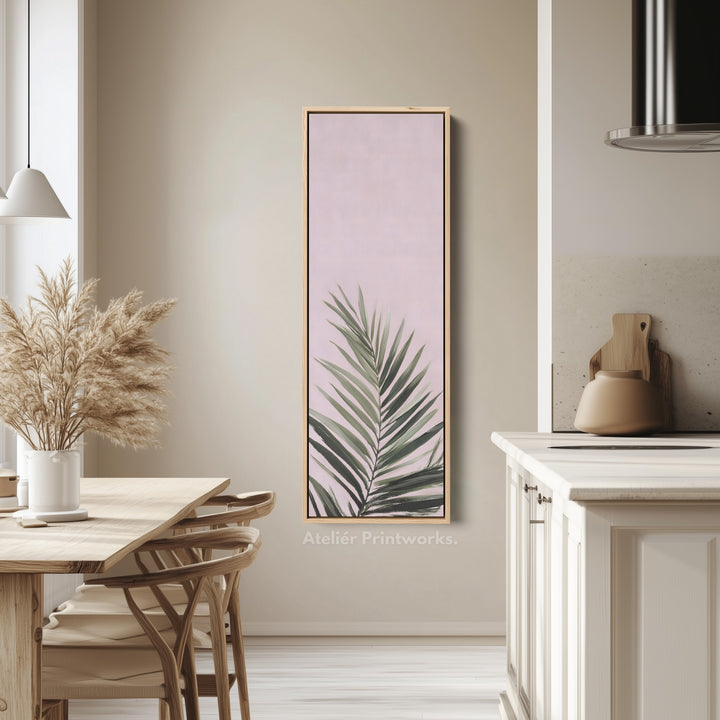 Vertical Wall Art Pink Fern Tall Canvas For Bedroom