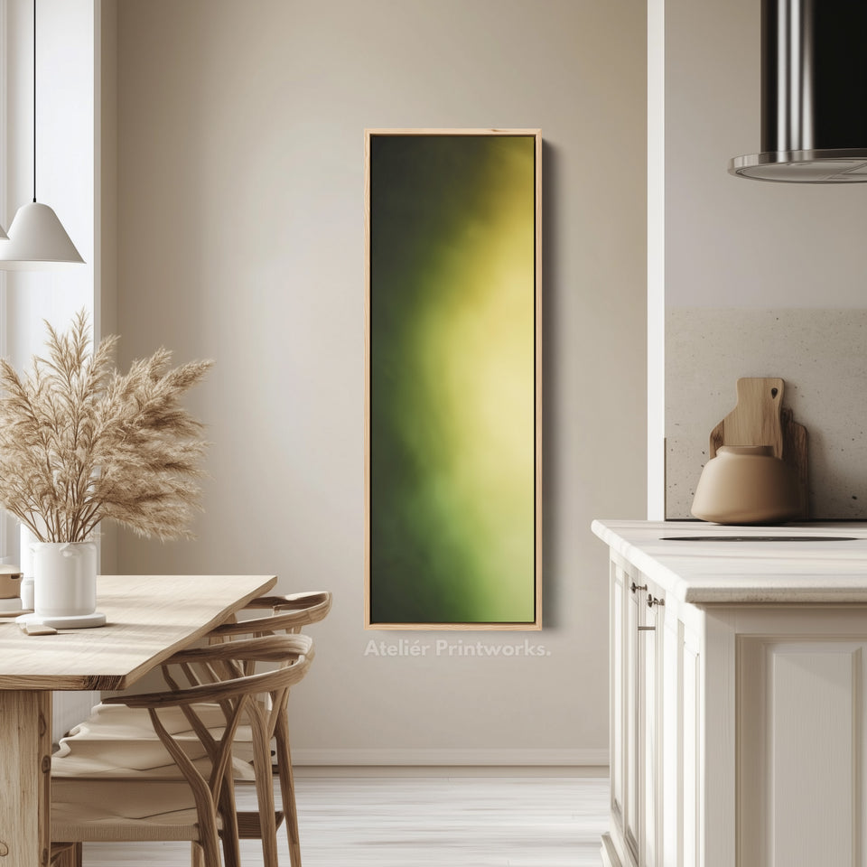 Thin Wall Art Green Yellow Gradient Vertical Canvas For Hallway