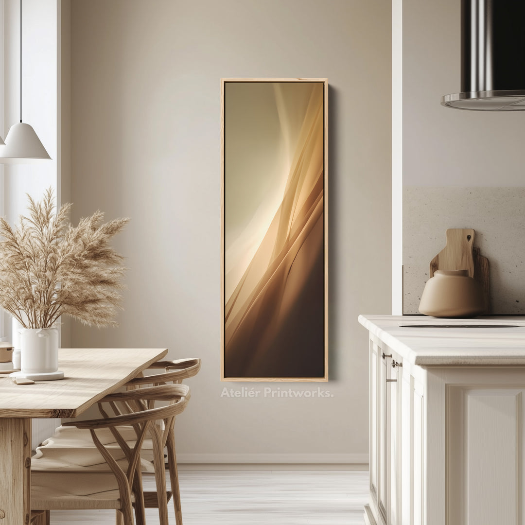 Tall Canvas Wall Art Beige Gold Vertical Framed Canvas For Bedroom