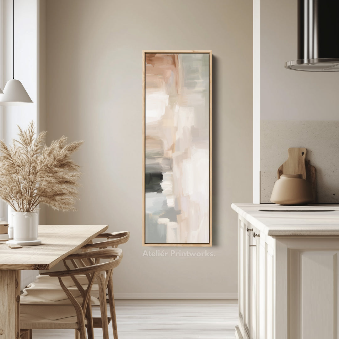 Vertical Wall Art Neutral Beige Narrow Wall Art For Living Room