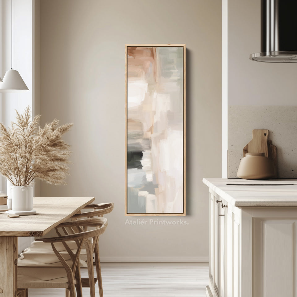 Vertical Wall Art Neutral Beige Narrow Wall Art For Living Room