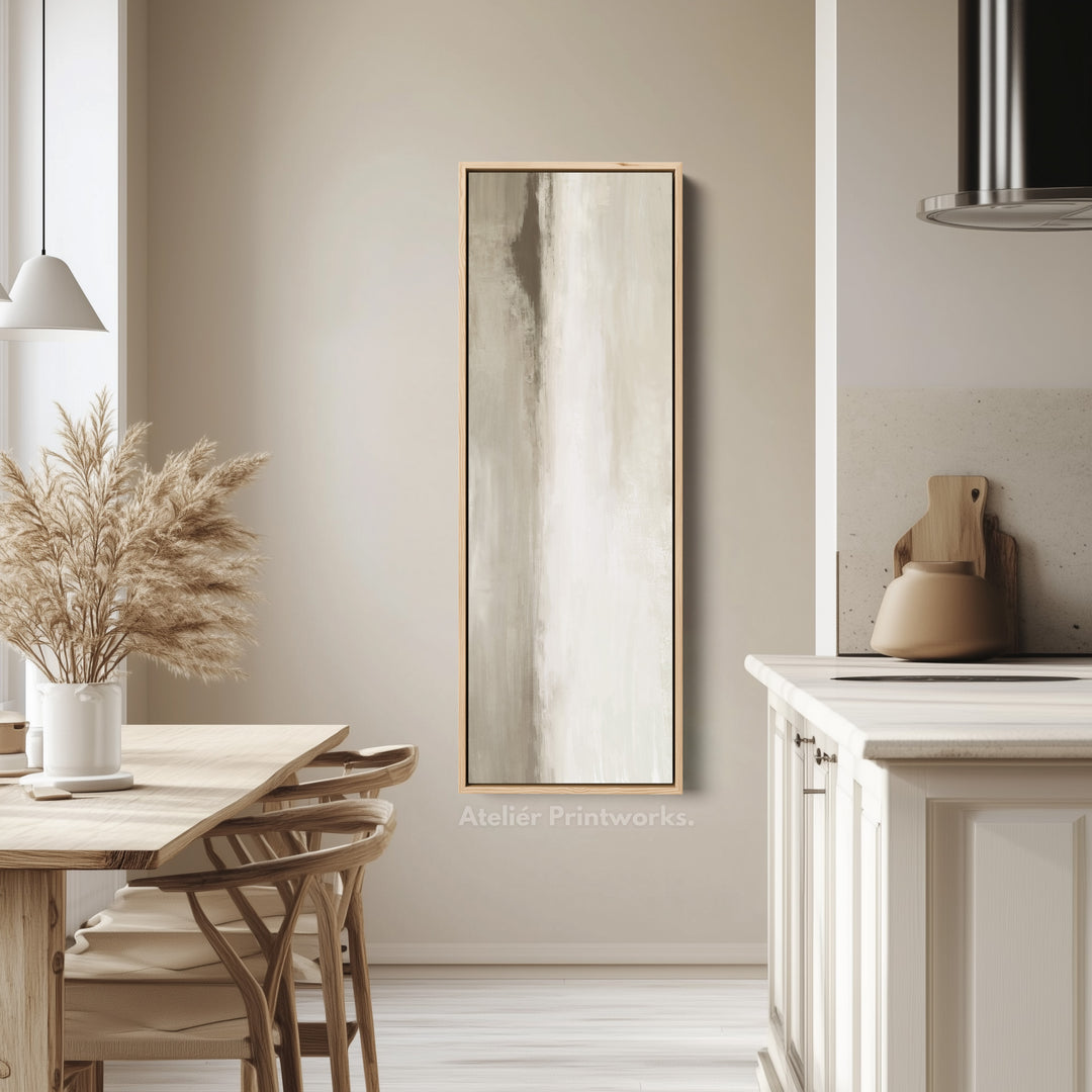 Thin Wall Art Beige Long Vertical Canvas For Hallway