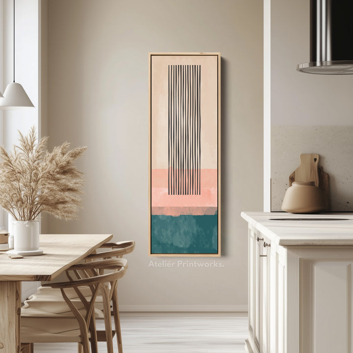 Long Vertical Canvas Orange Blue Tall Modern Abstract Wall Art
