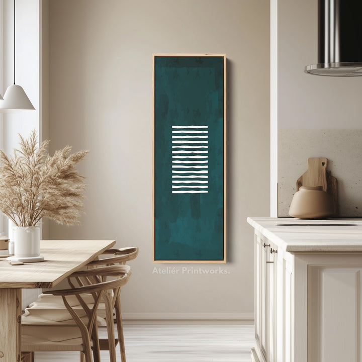 Skinny Wall Art Green White Vertical Framed Canvas For Hallway