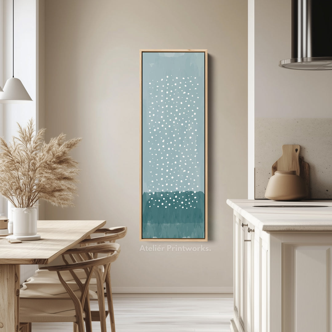 Vertical Framed Canvas Blue Dots Tall Canvas Wall Art For Bedroom