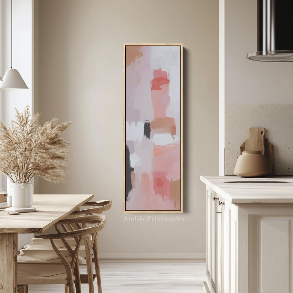 Tall Wall Art Soft Abstract Pink And Red For Living Room