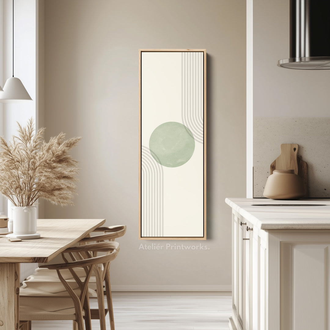 Long Vertical Canvas Green Abstract Minimal Geometric Art