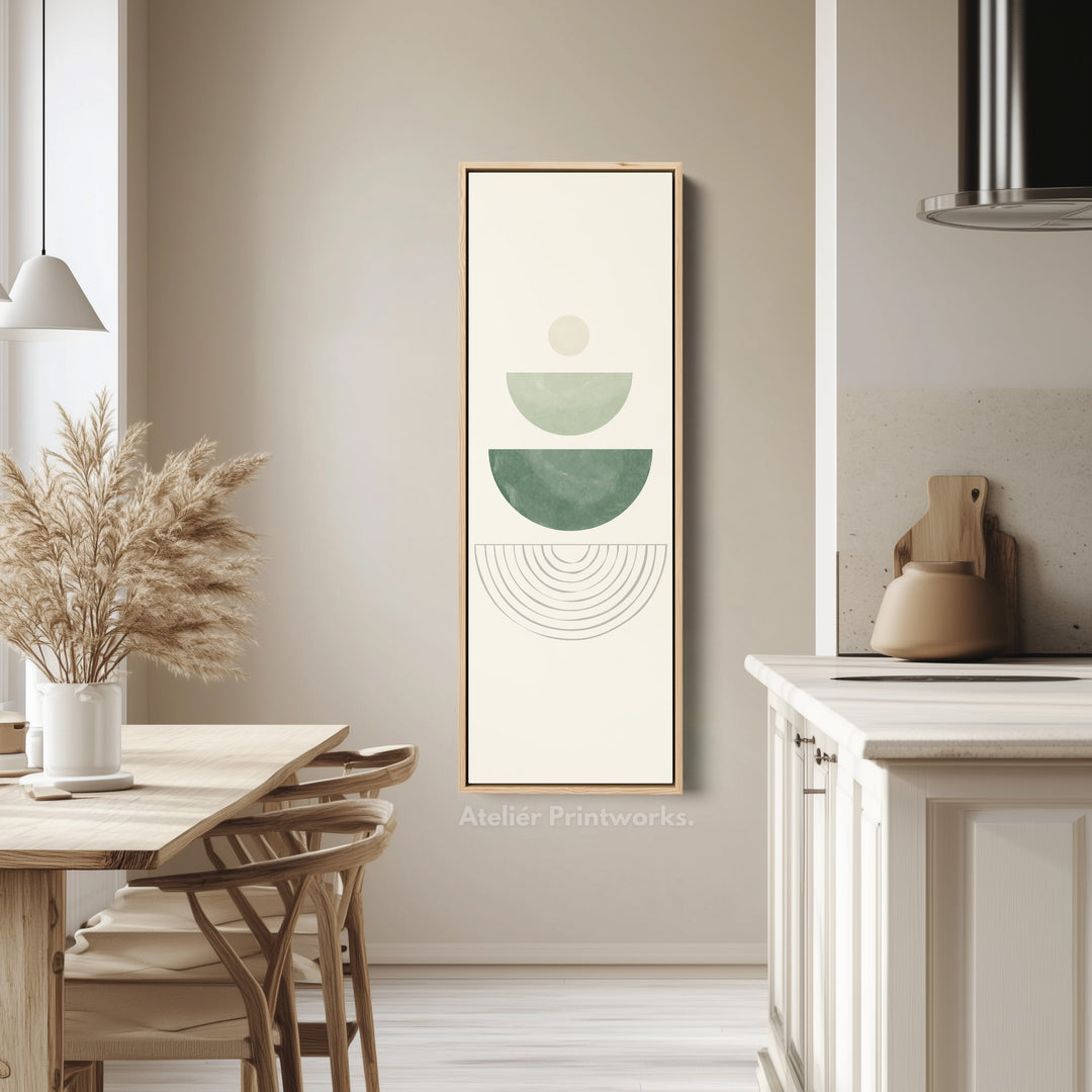 Tall Wall Art Green Stacked Shapes For Minimal Modern Interiors