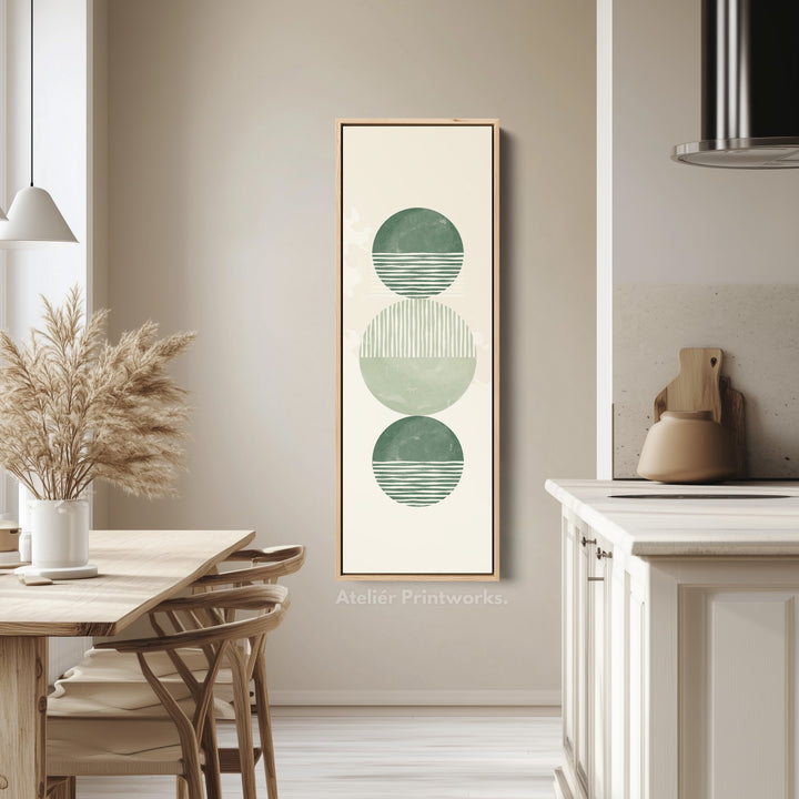 Skinny Wall Art Modern Green Circle Stack For Minimal Interiors