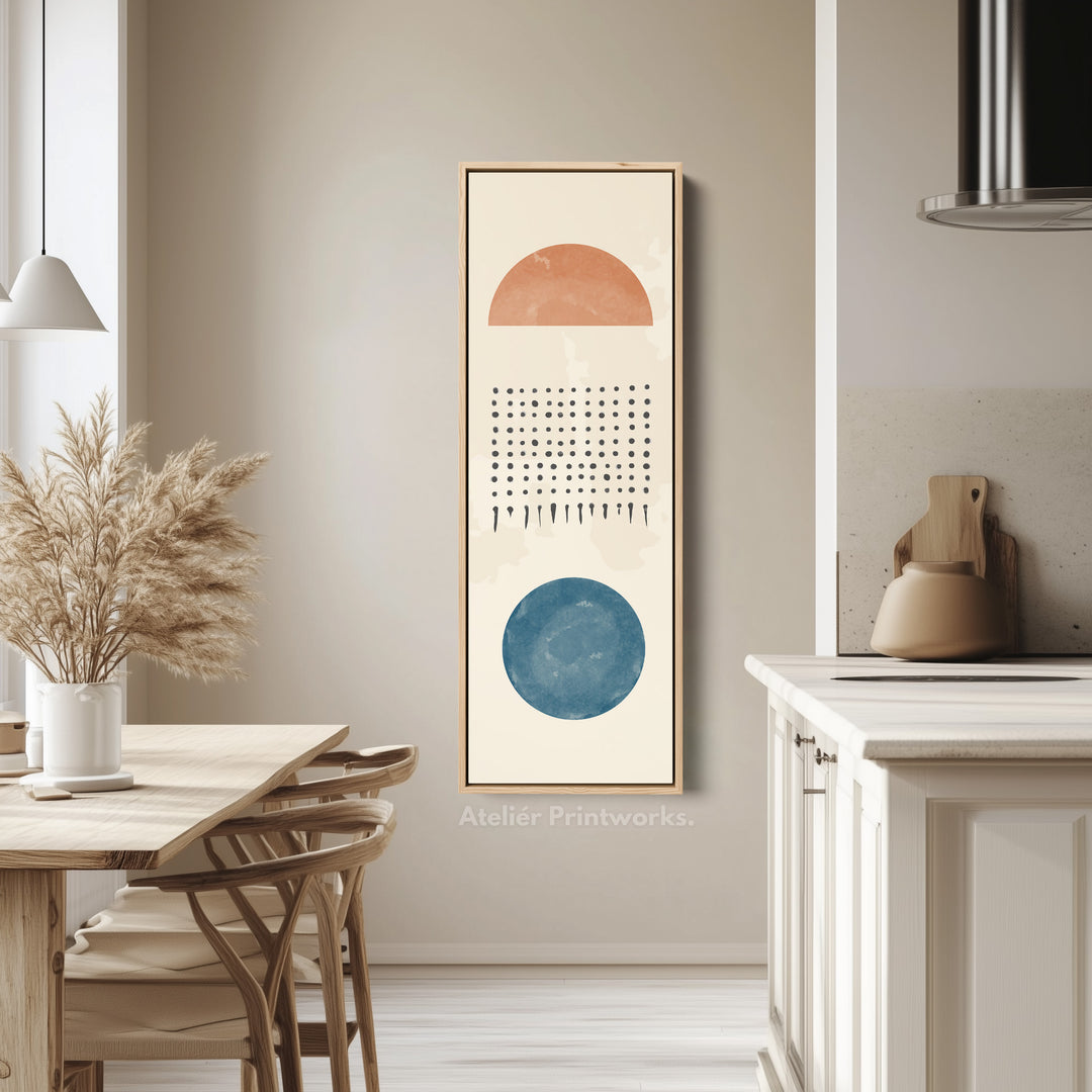 Tall Modern Abstract Wall Art Green Geometric Circle Pattern