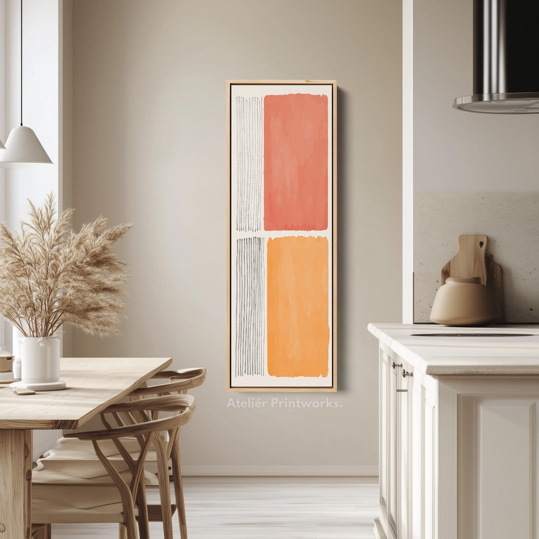 Tall Canvas Wall Art Orange And Neutral Minimal Blocks
