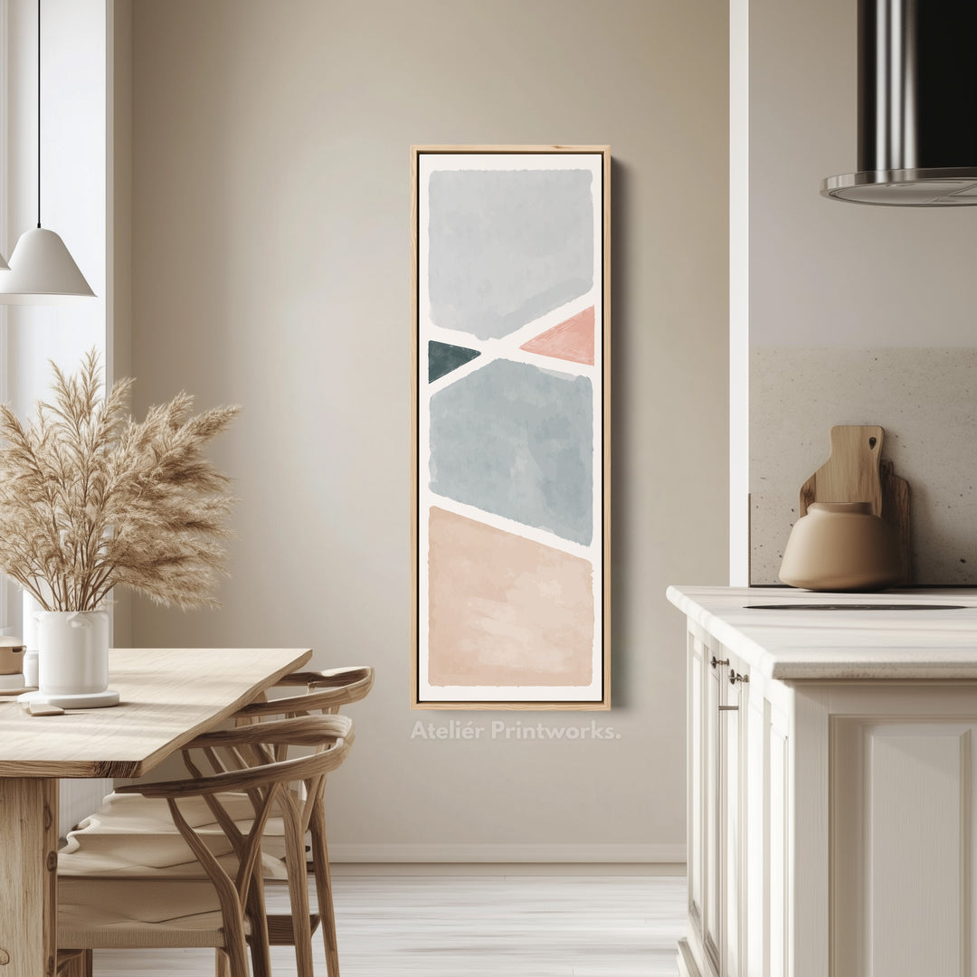 Narrow Wall Art Pink And Blue Minimal Shape Composition