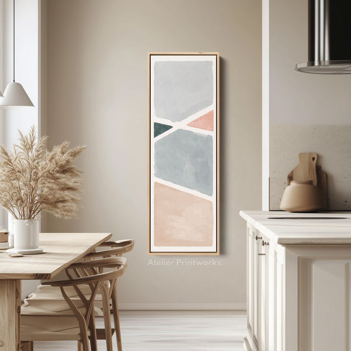 Narrow Wall Art Pink And Blue Minimal Shape Composition