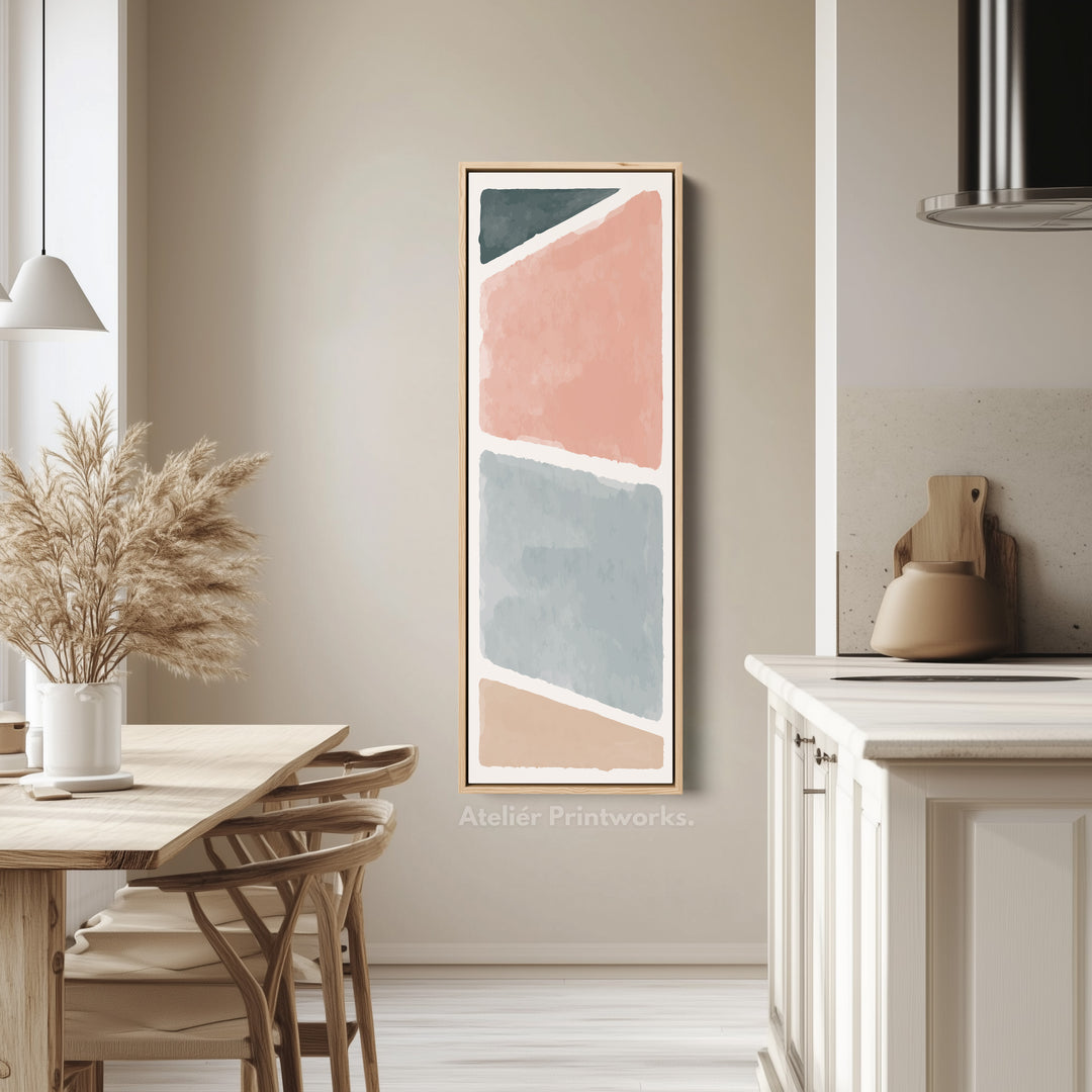 Long Vertical Canvas Blue Grey Minimal Block For Calm Interiors