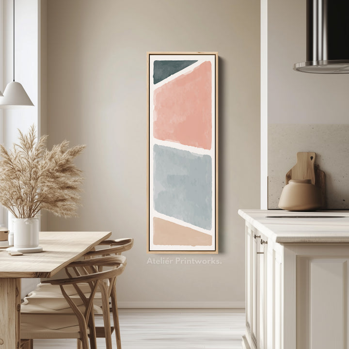 Long Vertical Canvas Blue Grey Minimal Block For Calm Interiors