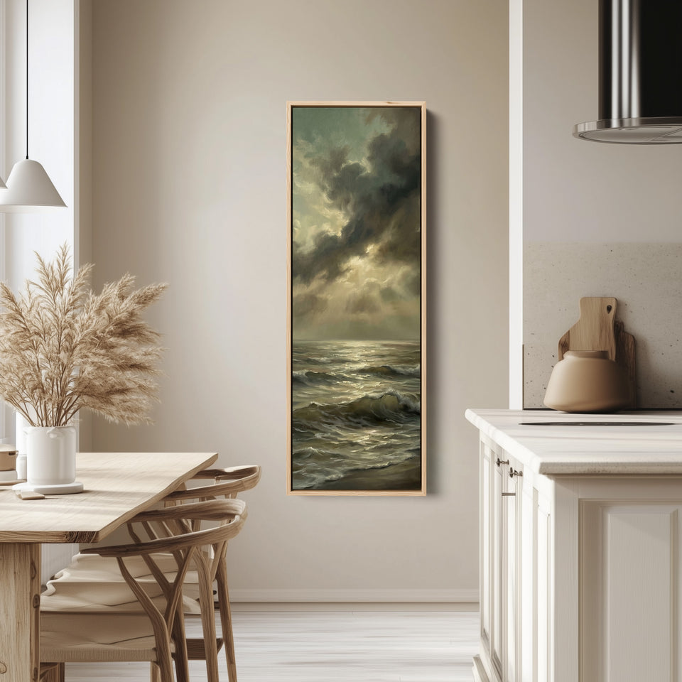 Stormy Sea Vertical Wall Art Framed Canvas Print For Living Room