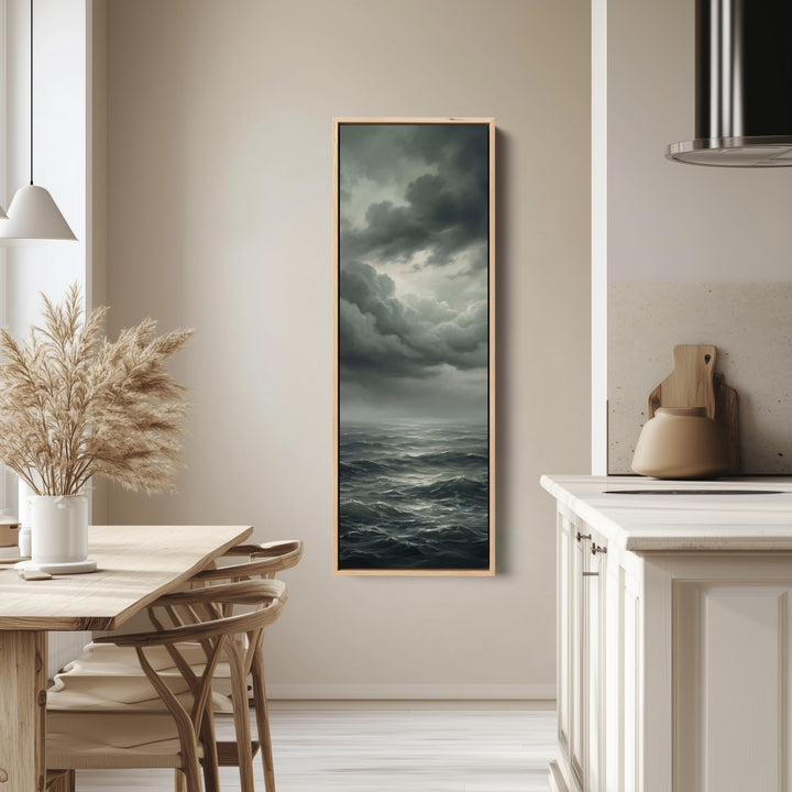 Above Bed Wall Art Overcast Ocean Horizon Panoramic Canvas Print Bedroom