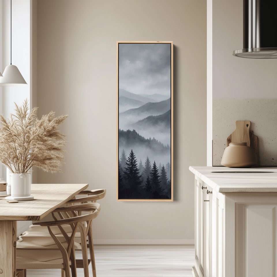 Above Soft Wall Art Misty Mountain Forest Extra Wide Canvas For Hallway