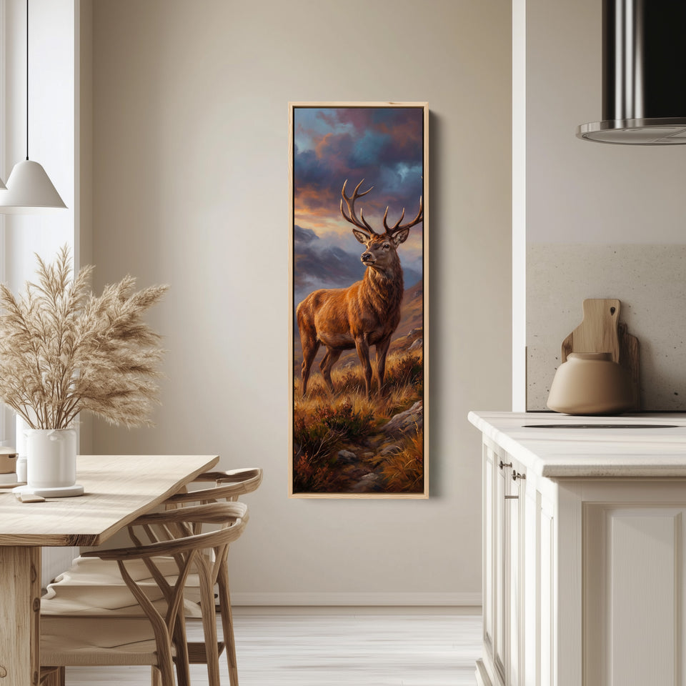 Red Deer Vertical Wall Art Panoramic Canvas Print For Living Room