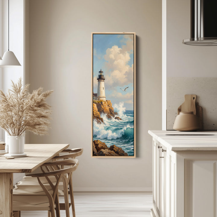 Lighthouse Coast Wide Framed Canvas Statement Wall Decor Hallway