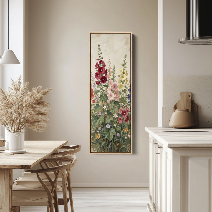 Tall Garden Blooms Long Wall Art Vertical Canvas Print Bedroom