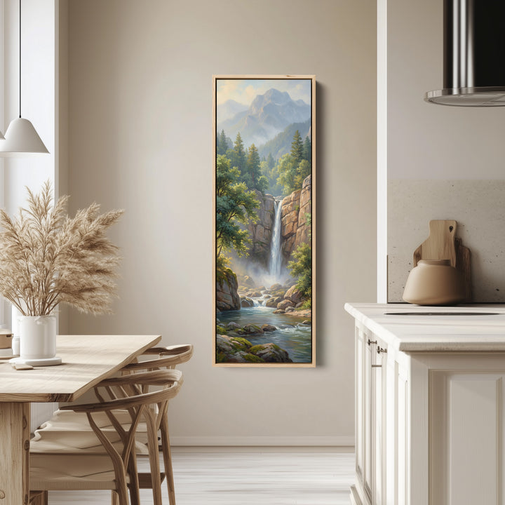 Cascade de montagne Art mural vertical Décoration murale pour salon