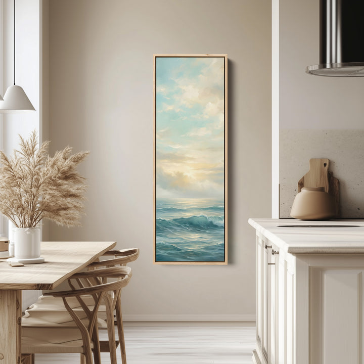 Calm Ocean Above Bed Wall Art Panoramic Canvas Print Bedroom