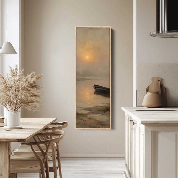 Boat At Sunset Above Soft Wall Art Extra Wide Canvas Hallway