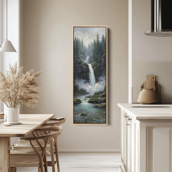Pine Forest Falls Large Wall Art Framed Canvas Print Living Room