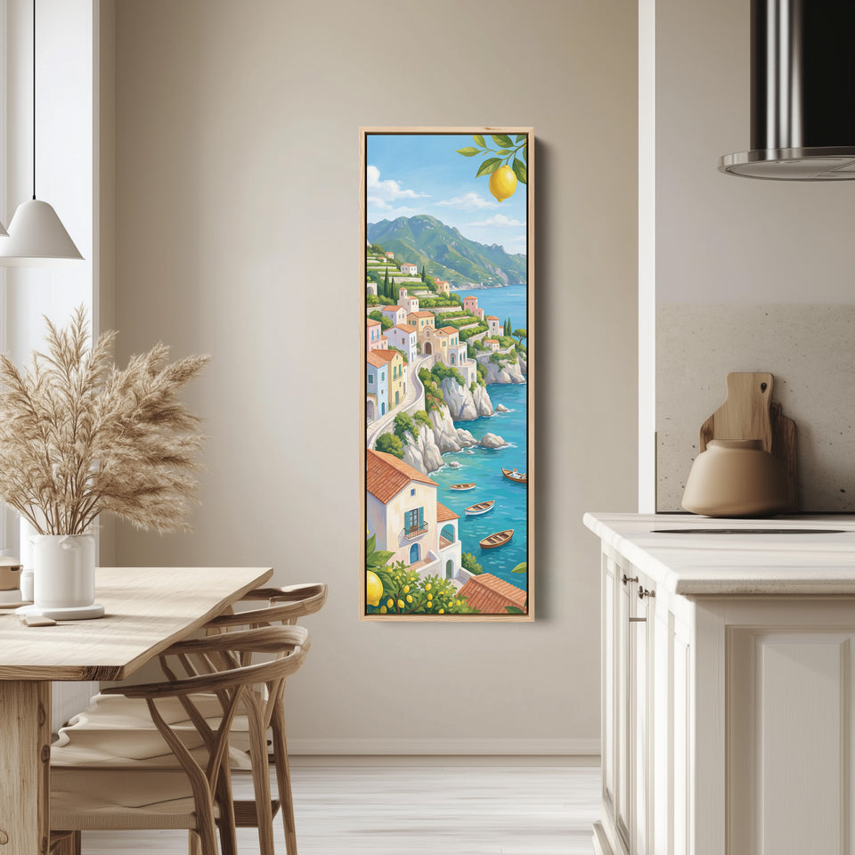 Coastal Village Vertical Wall Art Panoramic Canvas Print Kitchen