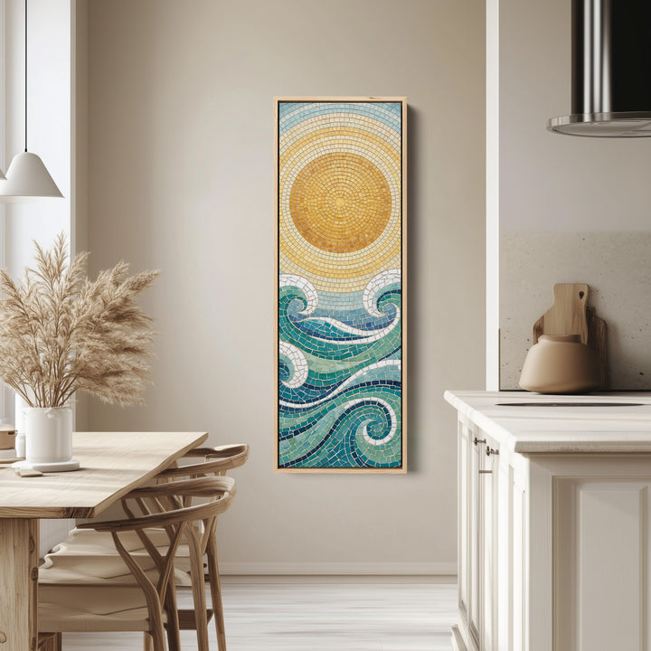 Sun And Waves Panoramic Wall Art Extra Wide Canvas Hallway
