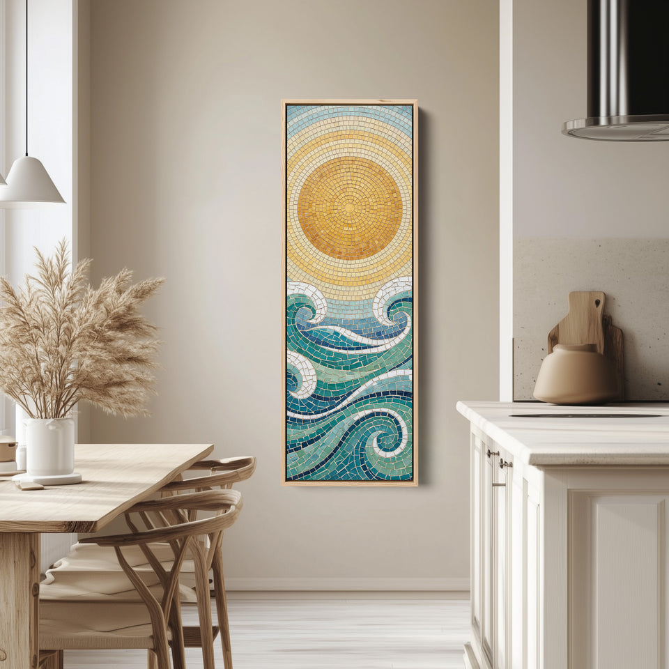 Sun And Waves Panoramic Wall Art Extra Wide Canvas Hallway