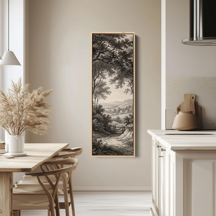 Vintage Countryside Path Vertical Wall Art Wide Canvas Bedroom