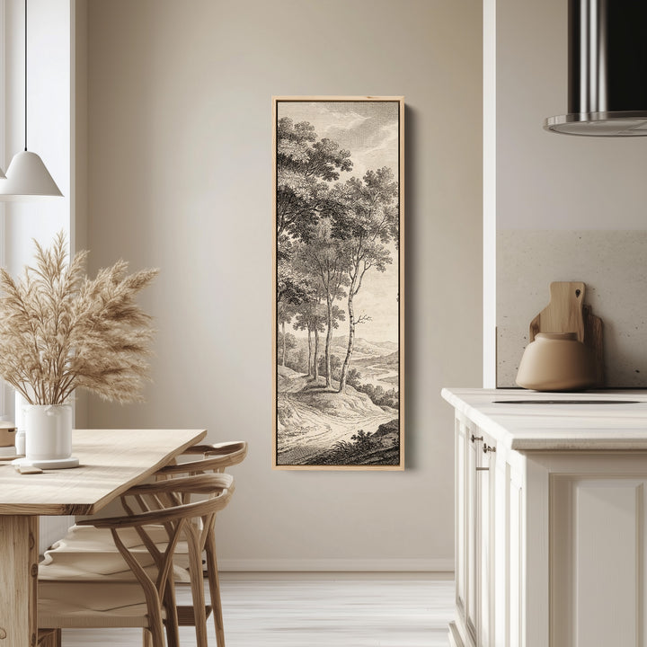 Tall Wall Art Vintage River Landscape Framed Canvas Office
