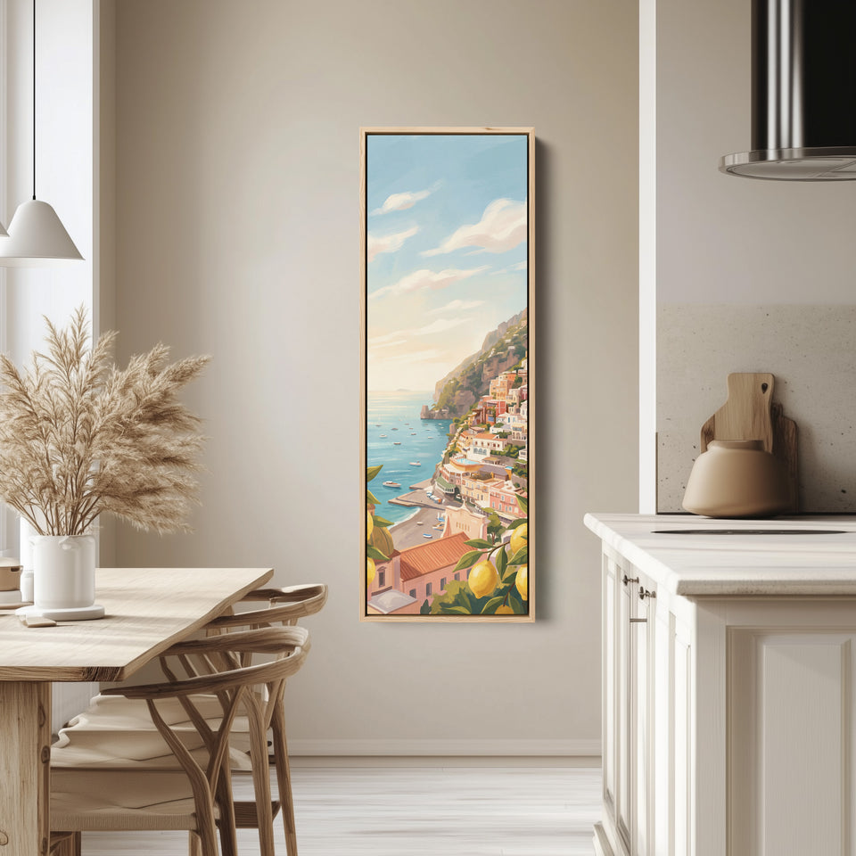 Coastal Village Vertical Wall Art Mediterranean Canvas Kitchen