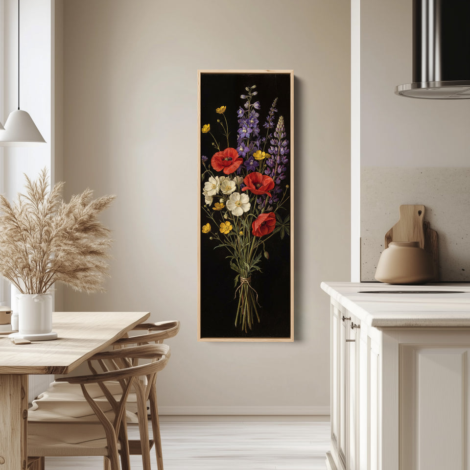 Wildflower Bouquet Large Wall Art Framed Canvas Living Room