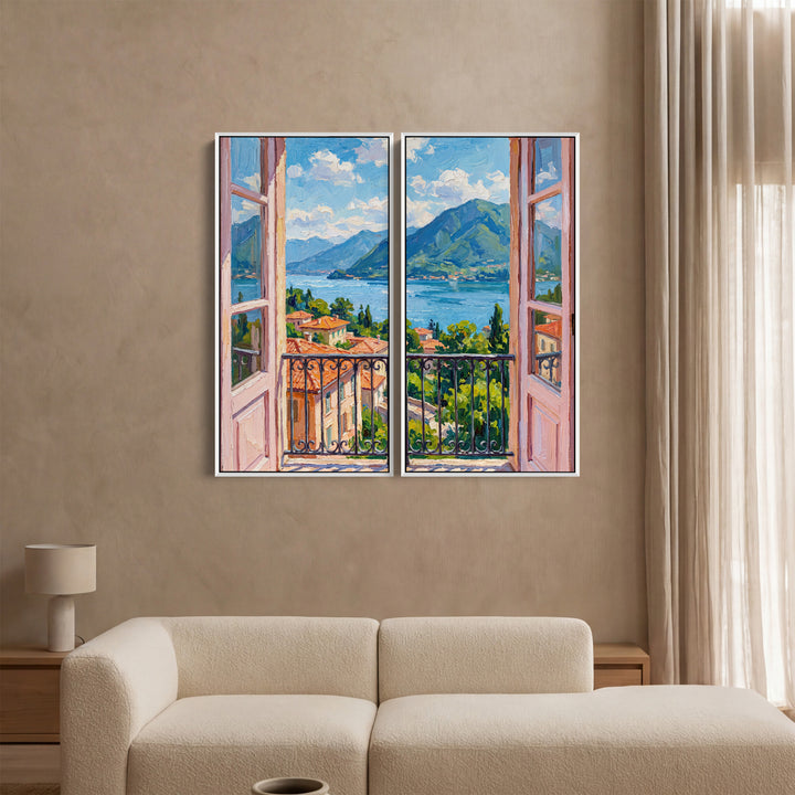 Balcony Lake View 2 Piece Wall Art Set for Office