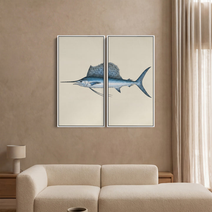 Sailfish Oversized Canvas Wall Art Set Kitchen Coastal Illustration