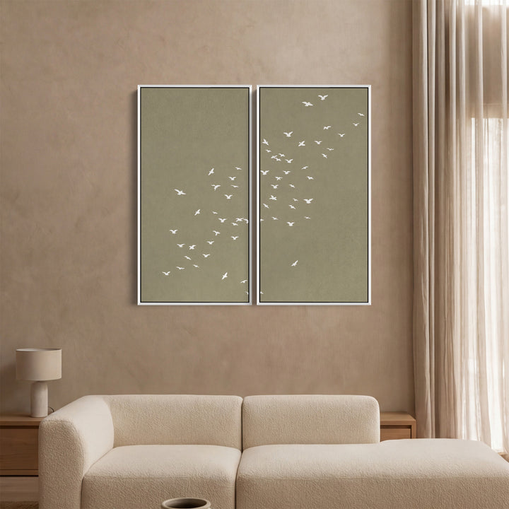 Minimal Birds Extra Large Wall Art Set Hallway Flying Silhouettes