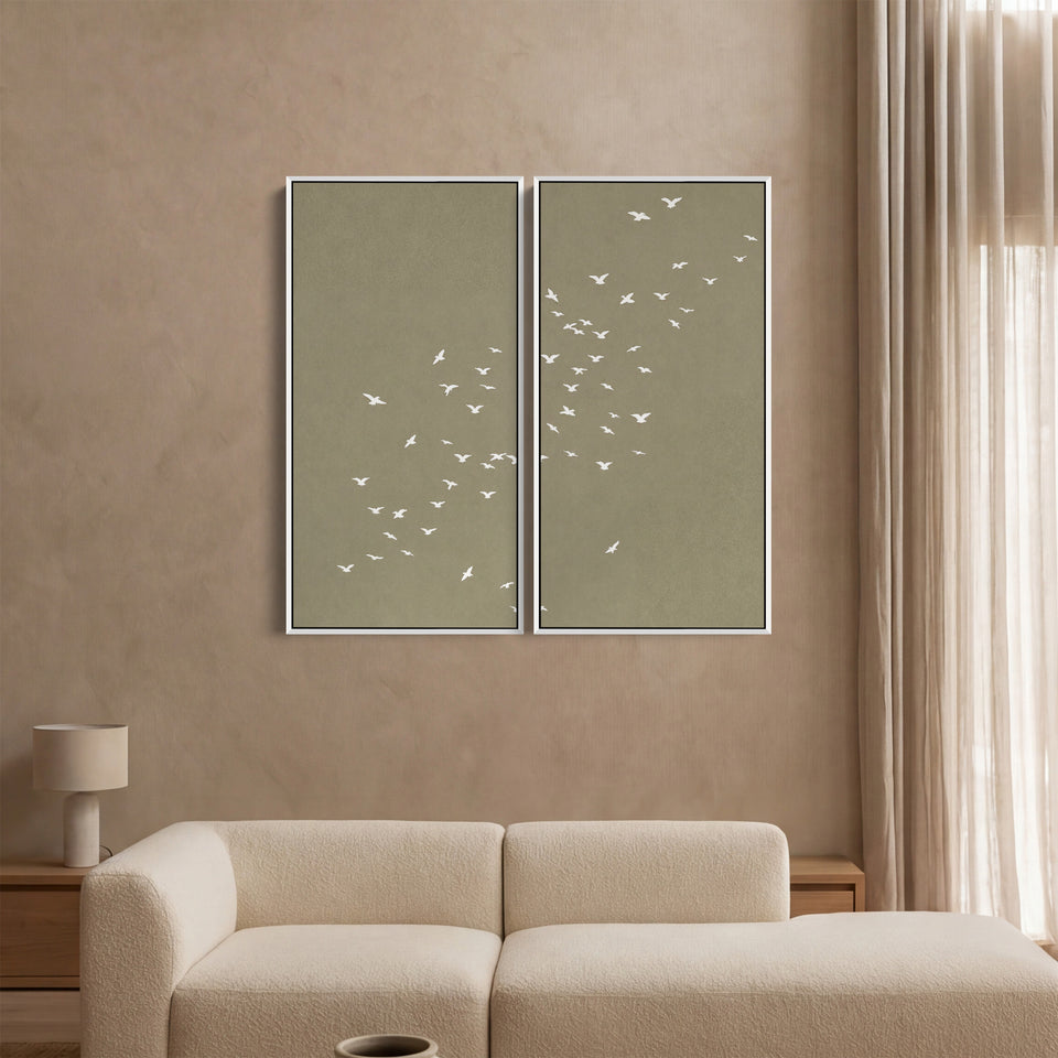 Minimal Birds Extra Large Wall Art Set Hallway Flying Silhouettes
