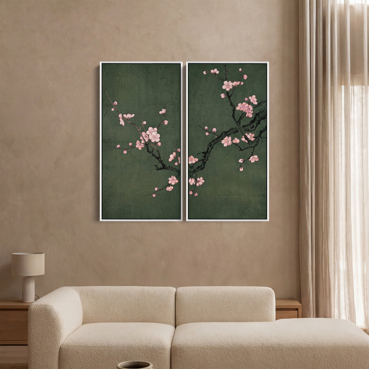Cherry Blossom Oversized Diptych Wall Art Bedroom Branch