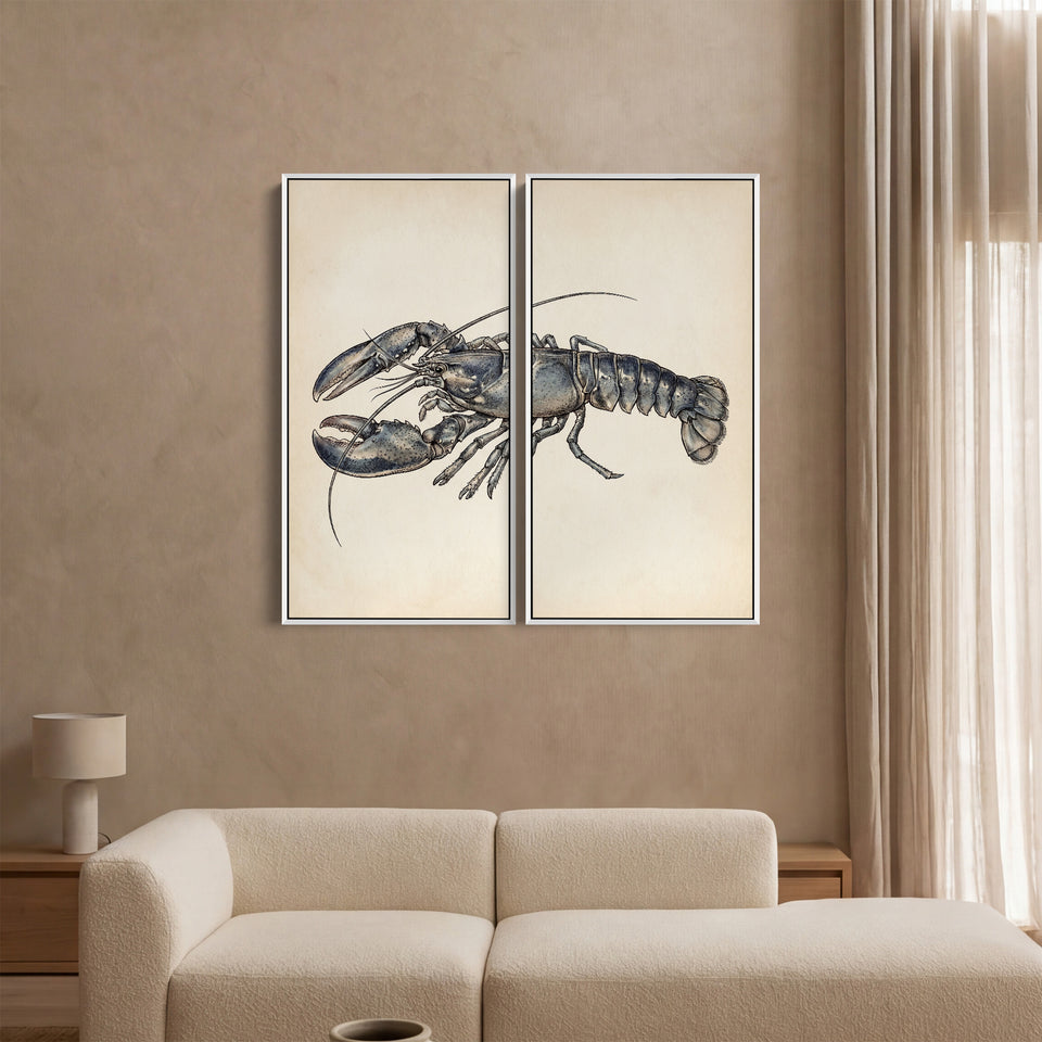 Lobster Illustration 2 Piece Wall Art Set Kitchen
