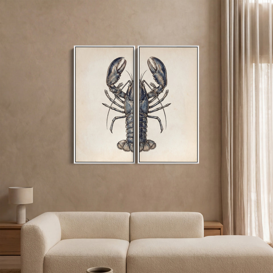 Two Panel Wall Art Front Lobster Office Coastal
