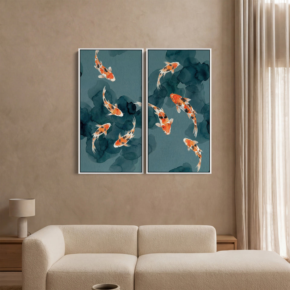 School Of Koi Extra Large Wall Art Set Hallway