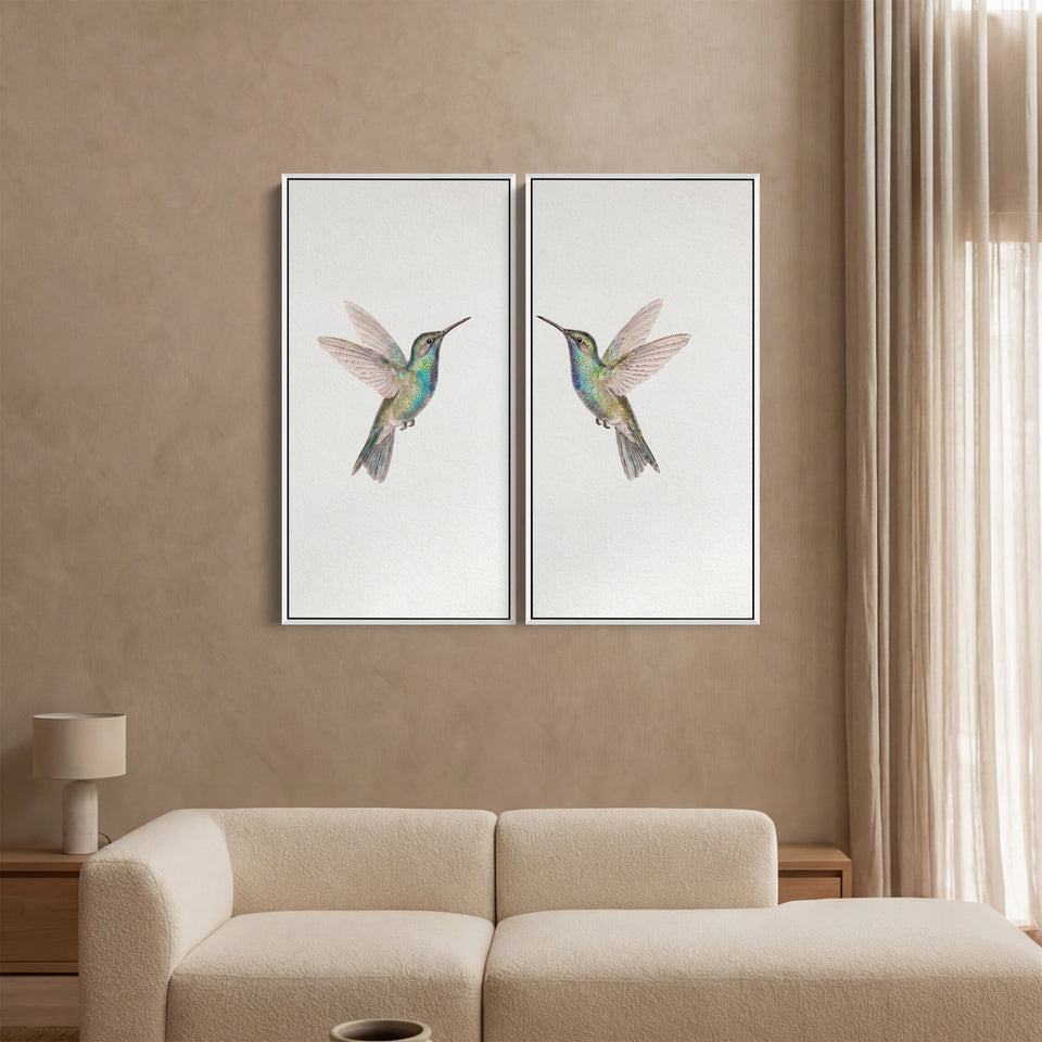 Set Of 2 Wall Art Hummingbirds Bedroom Bird Pair