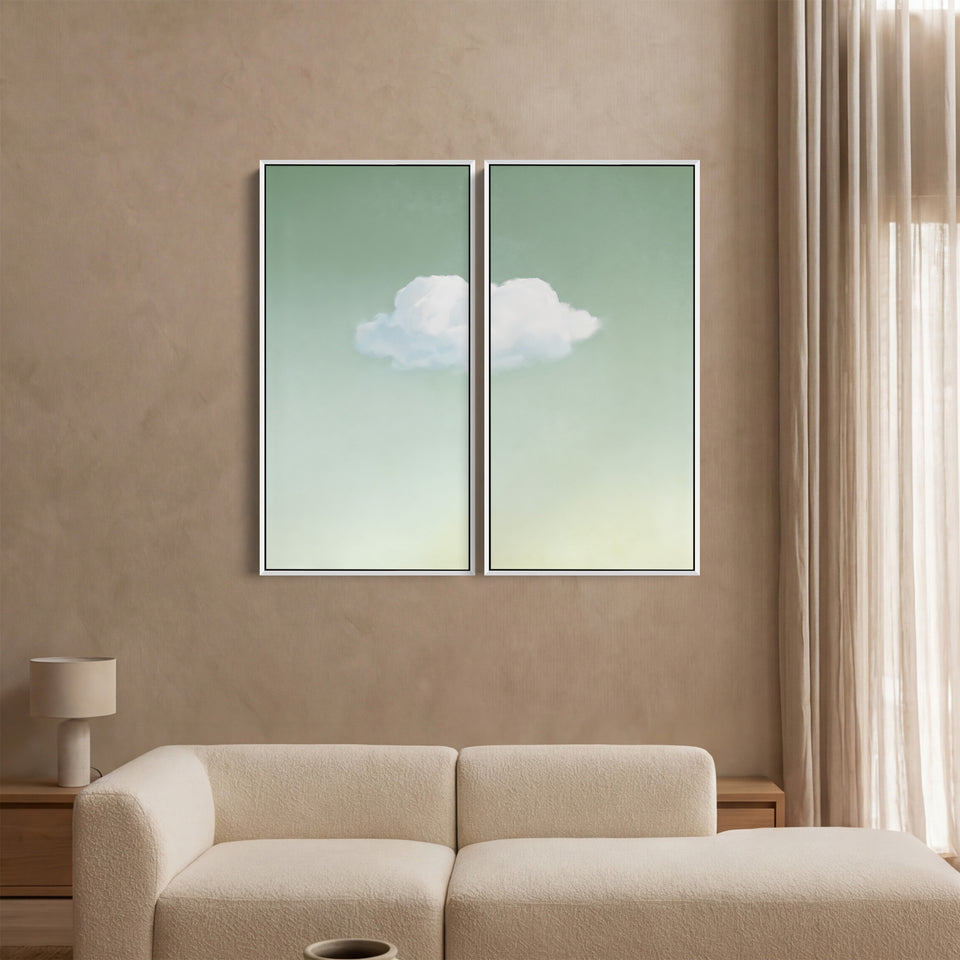 Single Cloud Large Diptych Wall Art Bedroom Minimal Sky