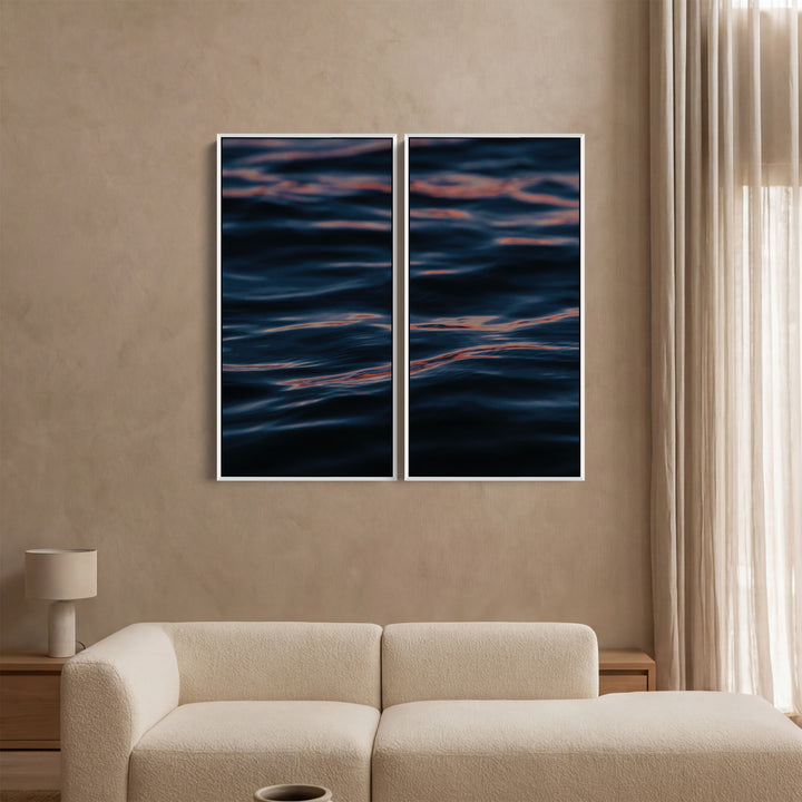 Blue Calm Water Ripples Oversized Triptych Wall Art For Bedroom