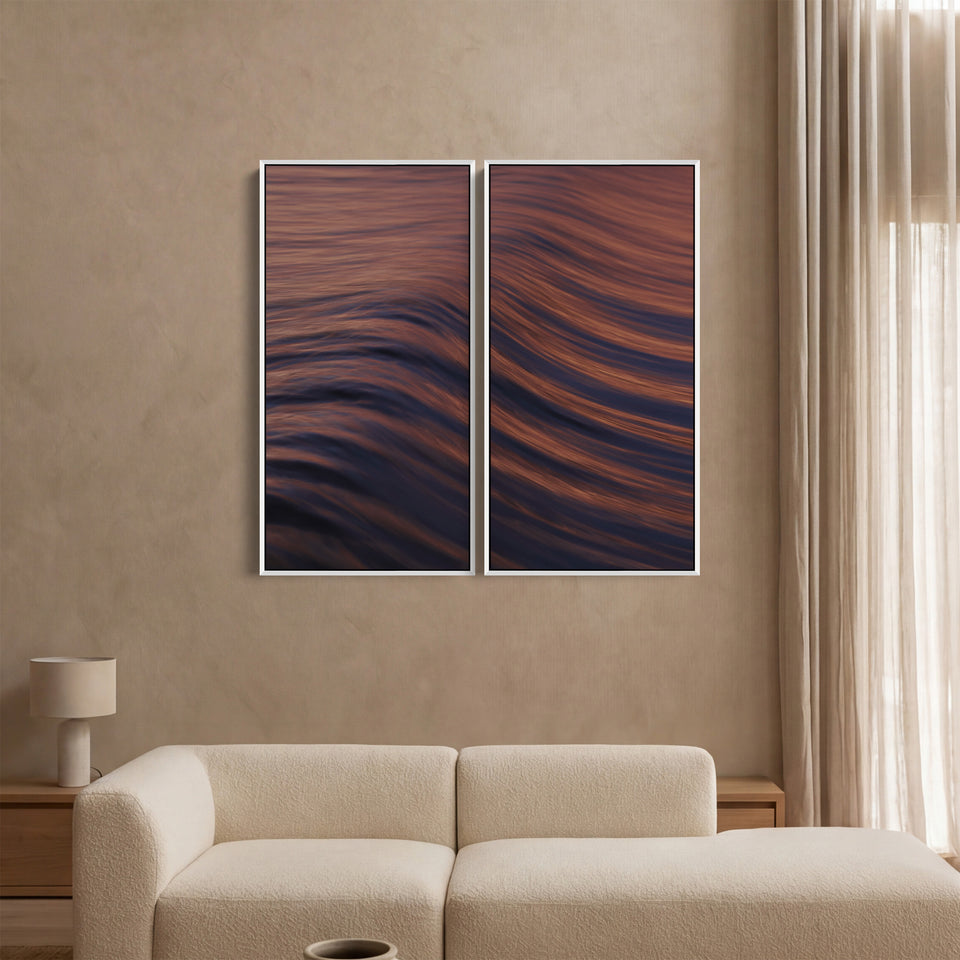 Warm Rolling Ocean Wave Set Of 3 Wall Art For Dining Room